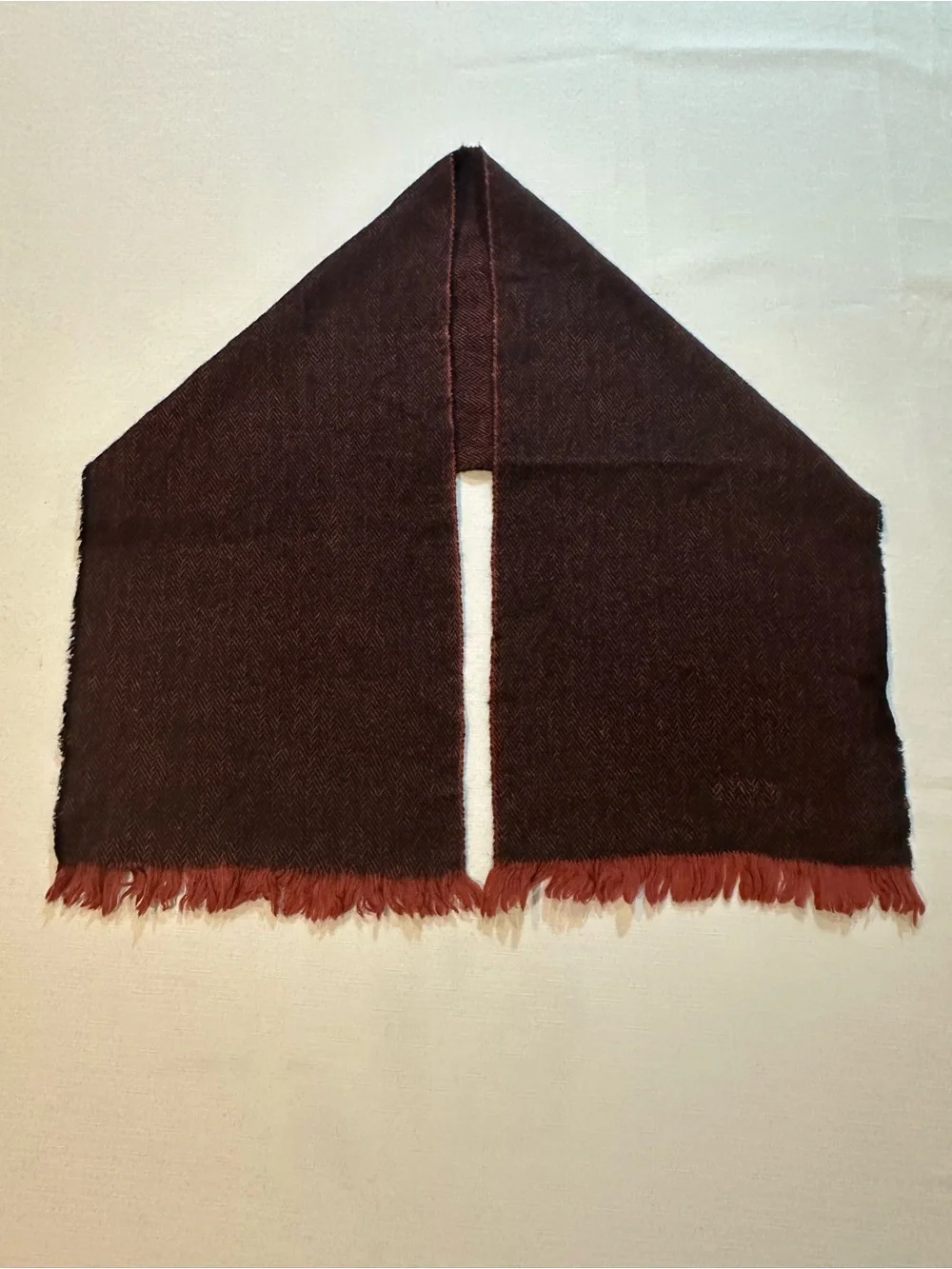Pierre Cardin 100% Wool Burgundy Herringbone Scarf